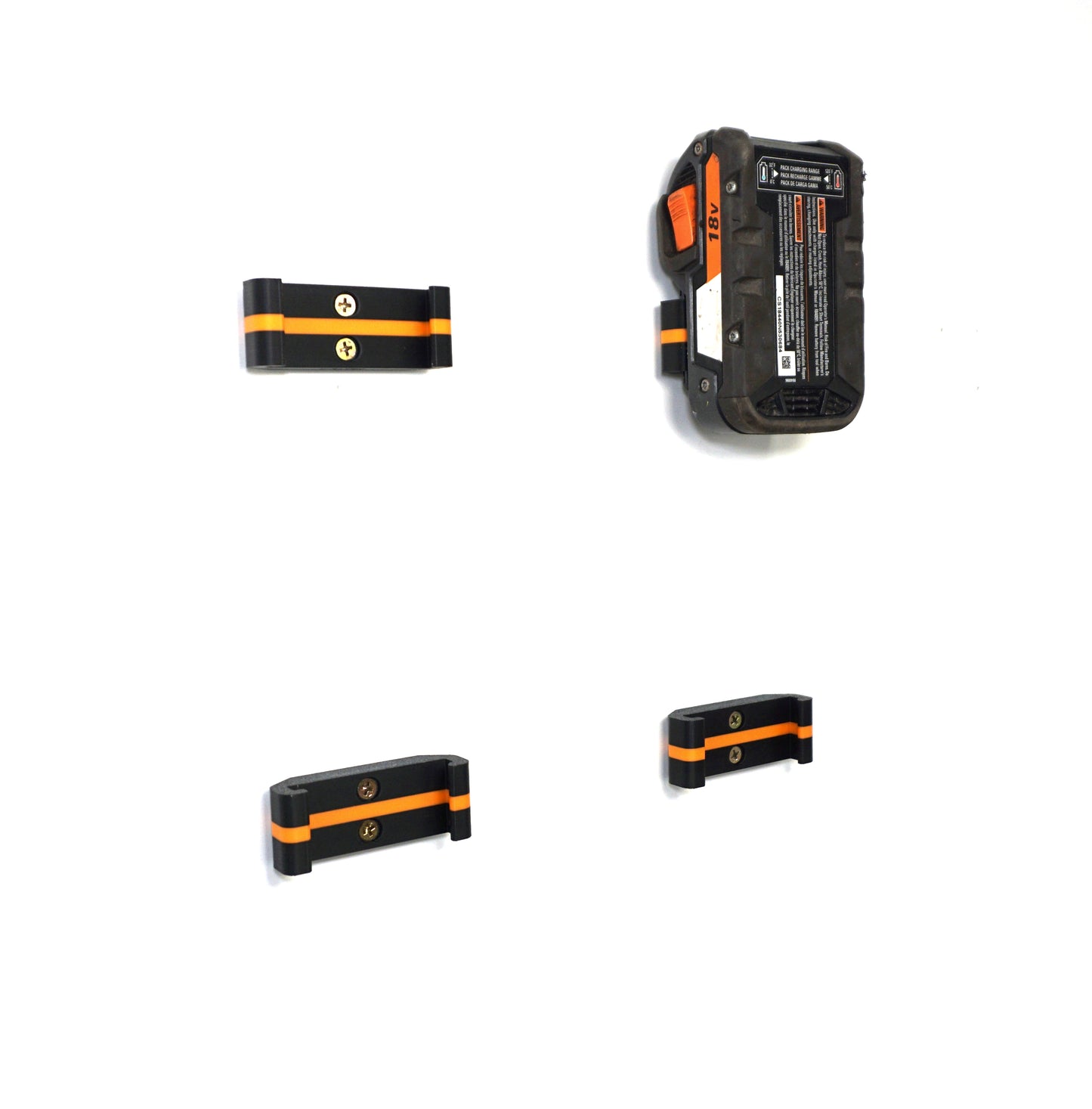 ProteusMounts 18V Battery Holder - Compatible with 18V Ridgid Batteries - 4-Pack - Wall Mount - Made in The USA