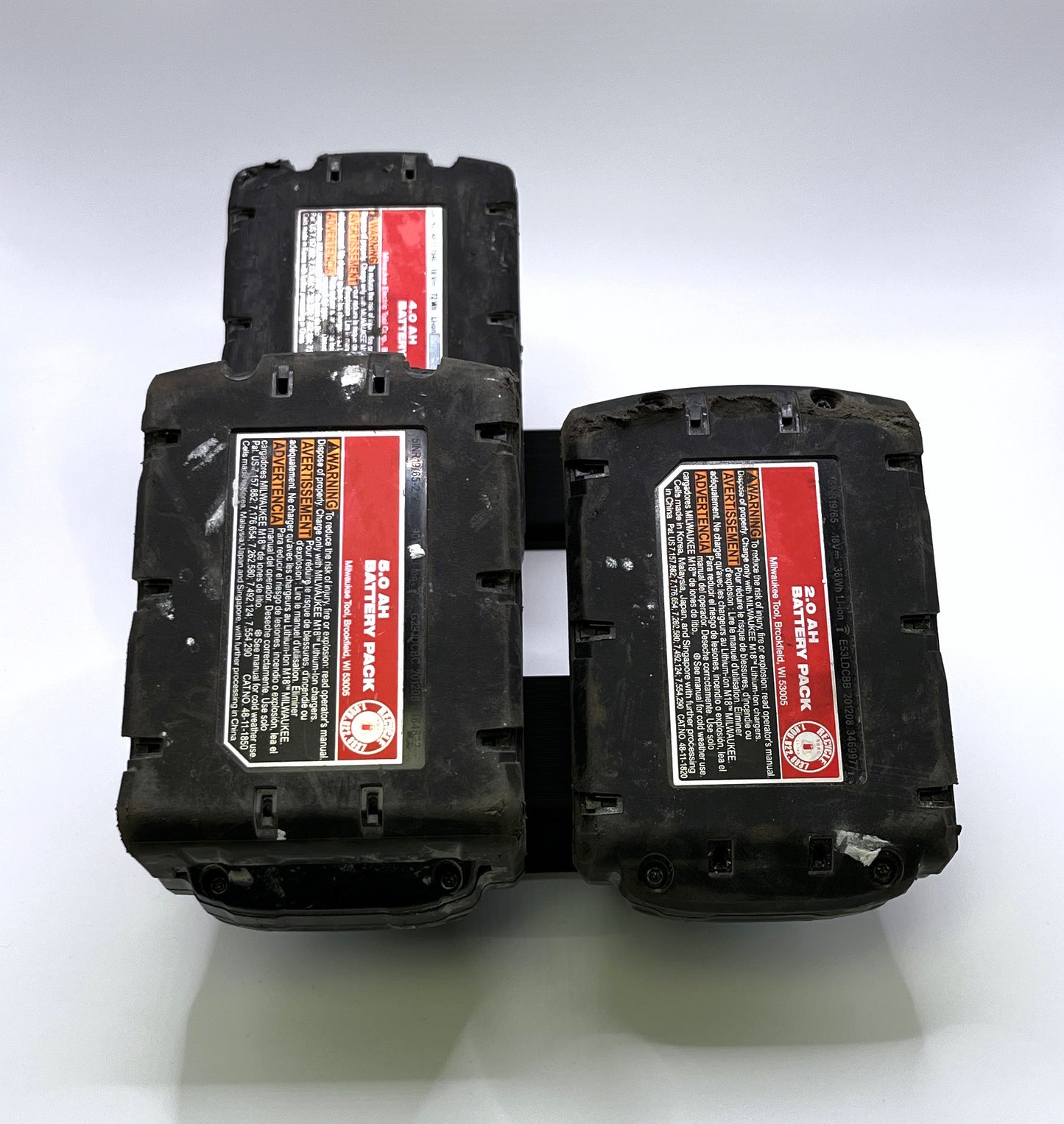 ProteusMounts Battery Holder for Milwaukee M18 - Compatible with Milwaukee 18V Batteries - Holds 4 Batteries - Wall Mount - Made in The USA