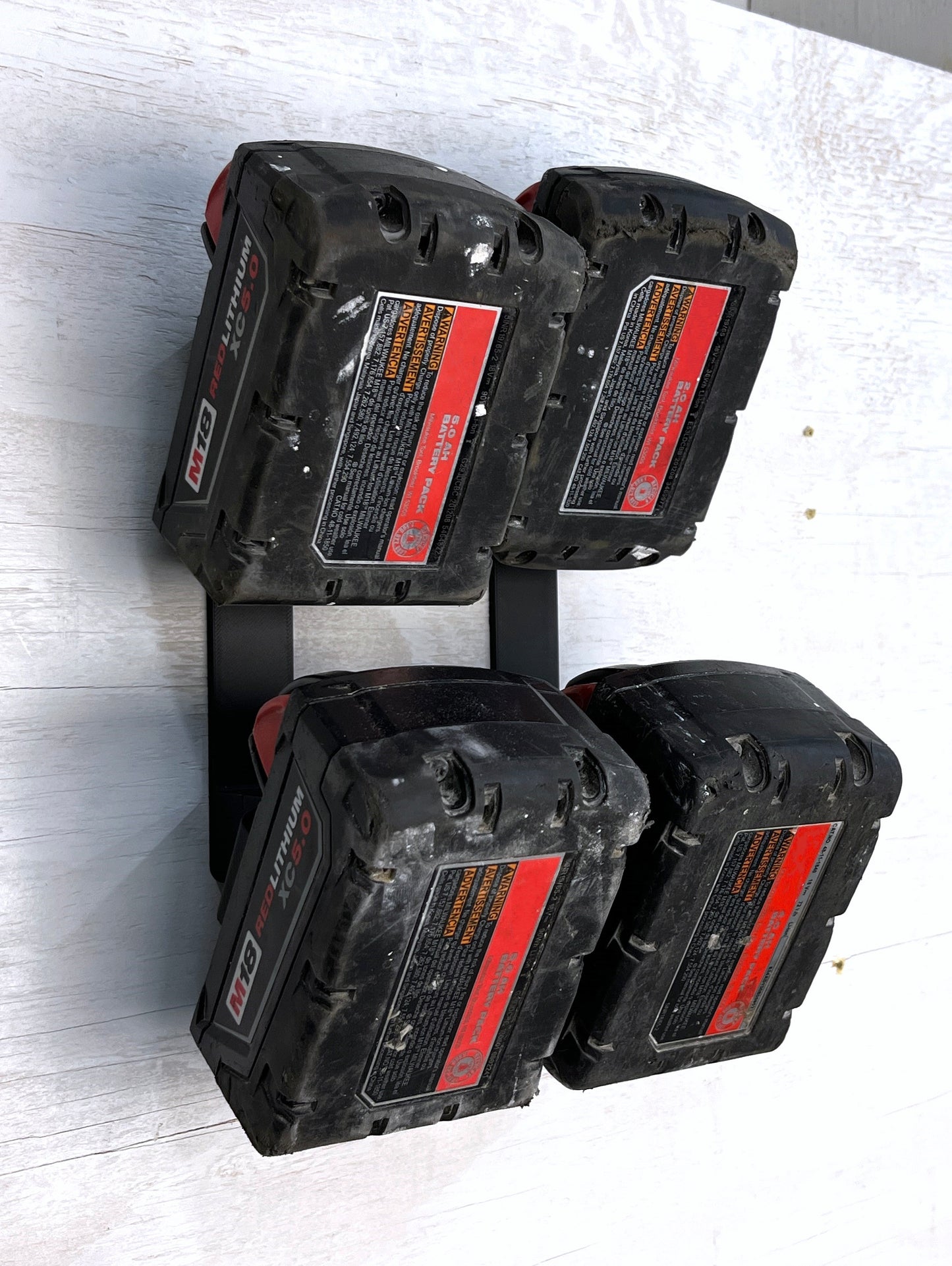 ProteusMounts Battery Holder for Milwaukee M18 - Compatible with Milwaukee 18V Batteries - Holds 4 Batteries - Wall Mount - Made in The USA