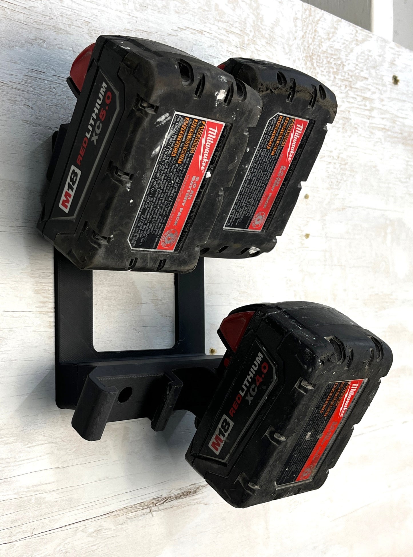 ProteusMounts Battery Holder for Milwaukee M18 - Compatible with Milwaukee 18V Batteries - Holds 4 Batteries - Wall Mount - Made in The USA
