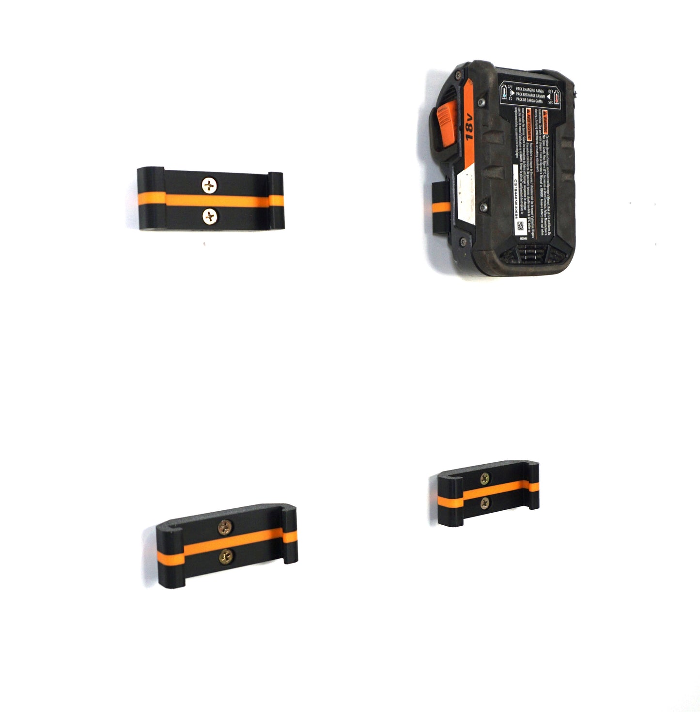 ProteusMounts 18V Battery Holder - Compatible with 18V Ridgid Batteries - 4-Pack - Wall Mount - Made in The USA