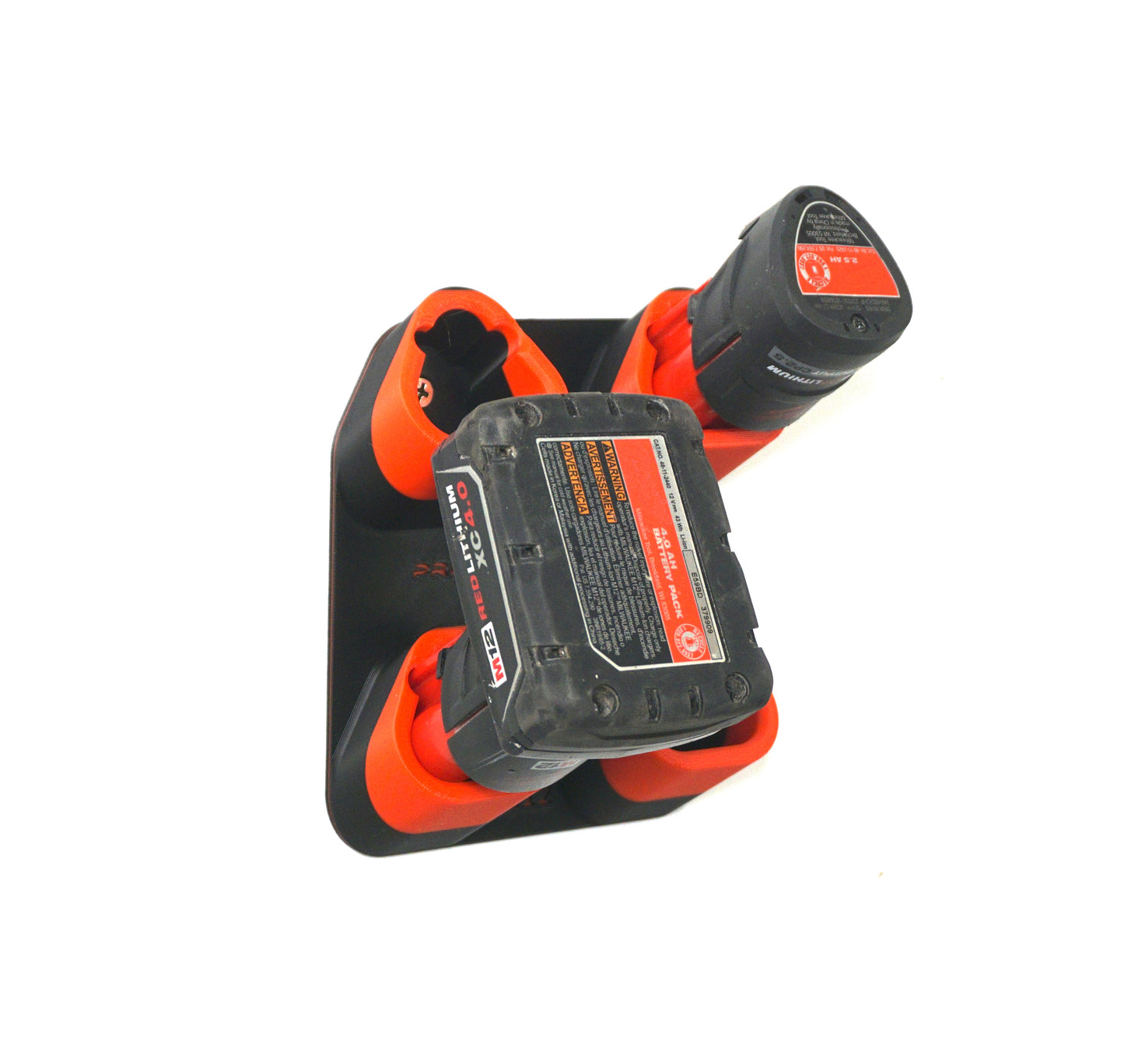 ProteusMounts Battery Holder for Milwaukee M12 - Compatible with Milwaukee 12V Batteries - Holds 2-10 Batteries - Wall Mount - Made in The USA