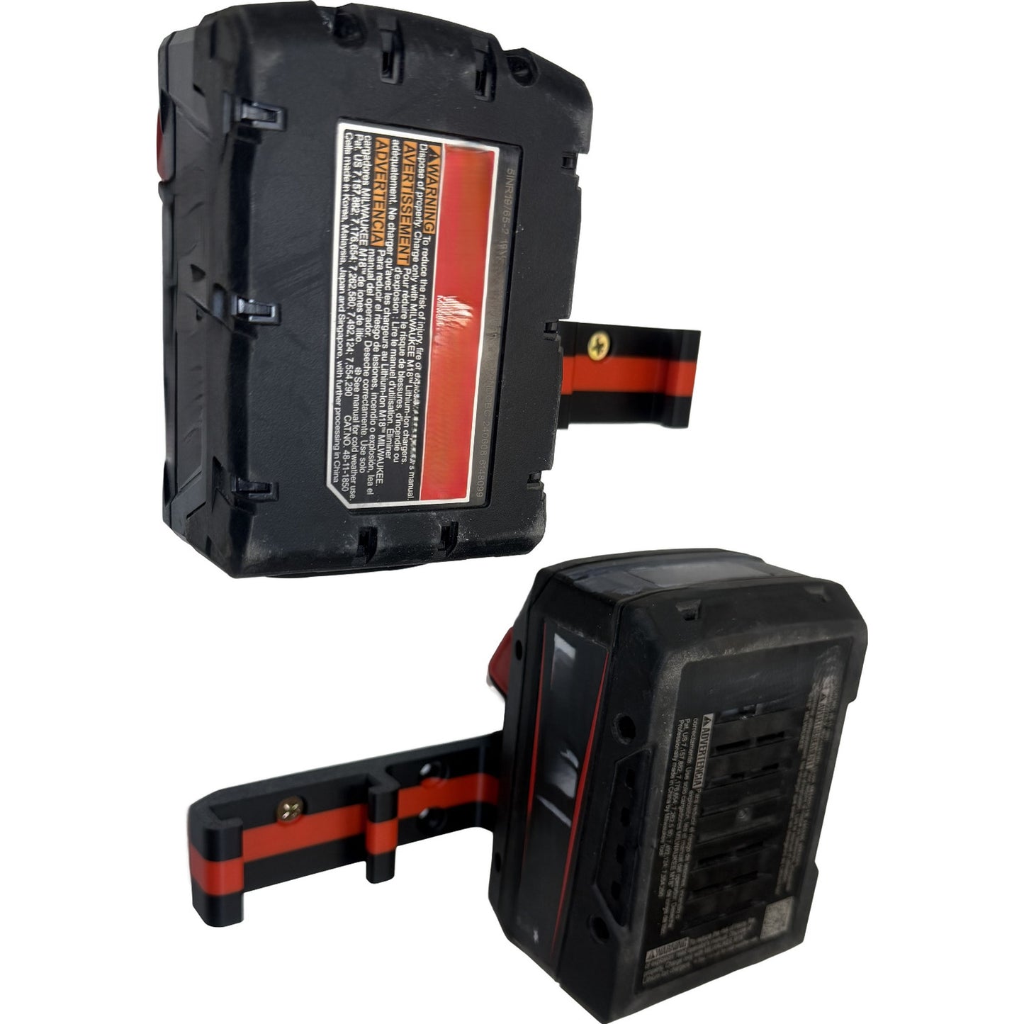 ProteusMounts Battery Holder for Milwaukee M18 - Compatible with Milwaukee 18V Batteries - holds 4 batteries - Wall Mount - Made in The USA